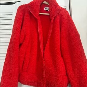 American Eagle Outfitters Vibrant Red Teddy Jacket